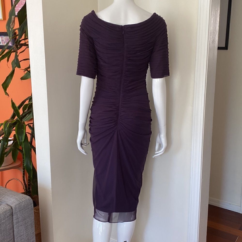 Tadashi Shoji Eggplant Purple Ruched Evening Dress Size Small - Picture 6 of 11